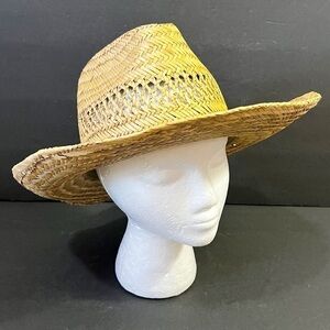 Broner Mens Straw Cowboy Hat Size Natural Ventilated Brown Banded One Size Rodeo